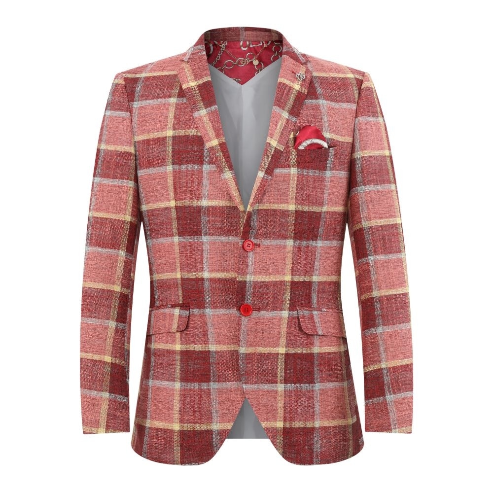 Elie Balleh Men's Plaid Slim Fit Jacket