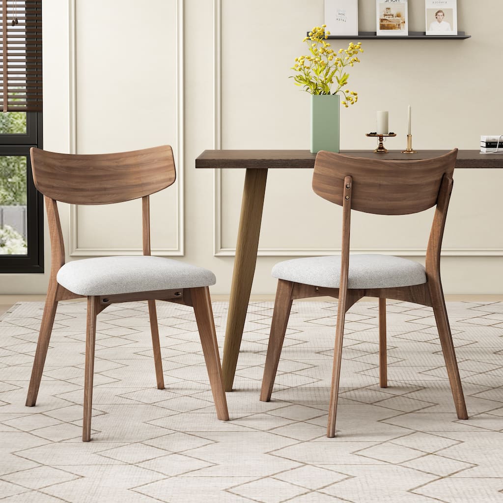 Christopher Knight Home-Chazz Mid-Century Modern Upholstered Rubberwood Dining Chairs (Set of 2/4)