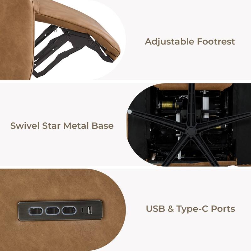 Spruce & Spring Triple-Motor Power Swivel Recliner Chair with Power Headrest