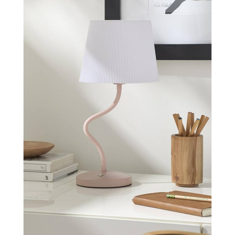 Livabliss Rigel Modern & Contemporary Buffet Table Lamp - 21"H x 8"W x 8"D - White/Pink