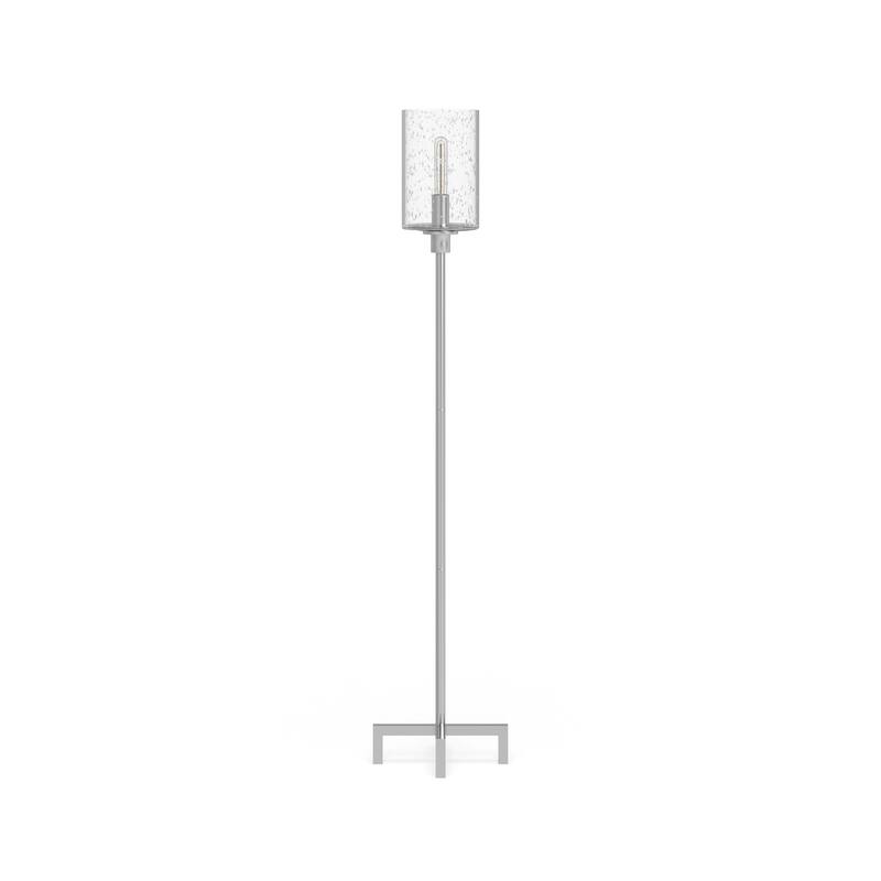 Pantheo Industrial Farmhouse Metal Floor Lamp with Seeded Glass Shade