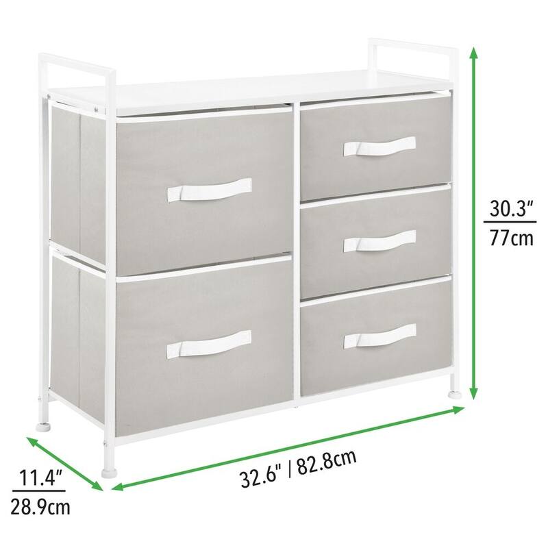 mDesign Wide Dresser Storage Tower Organizer Unit, 5 Drawers