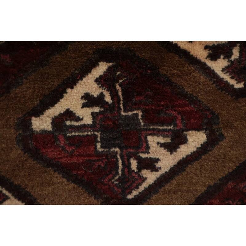 Hand Knotted Oriental 100% Wool Carpet Traditional All-Over Brown Turkoman Area Rug - 10' 6'' X 6' 10''