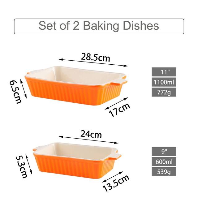 MALACASA Series Bake.Bake, Rectangle Porcelain Bakeware Set