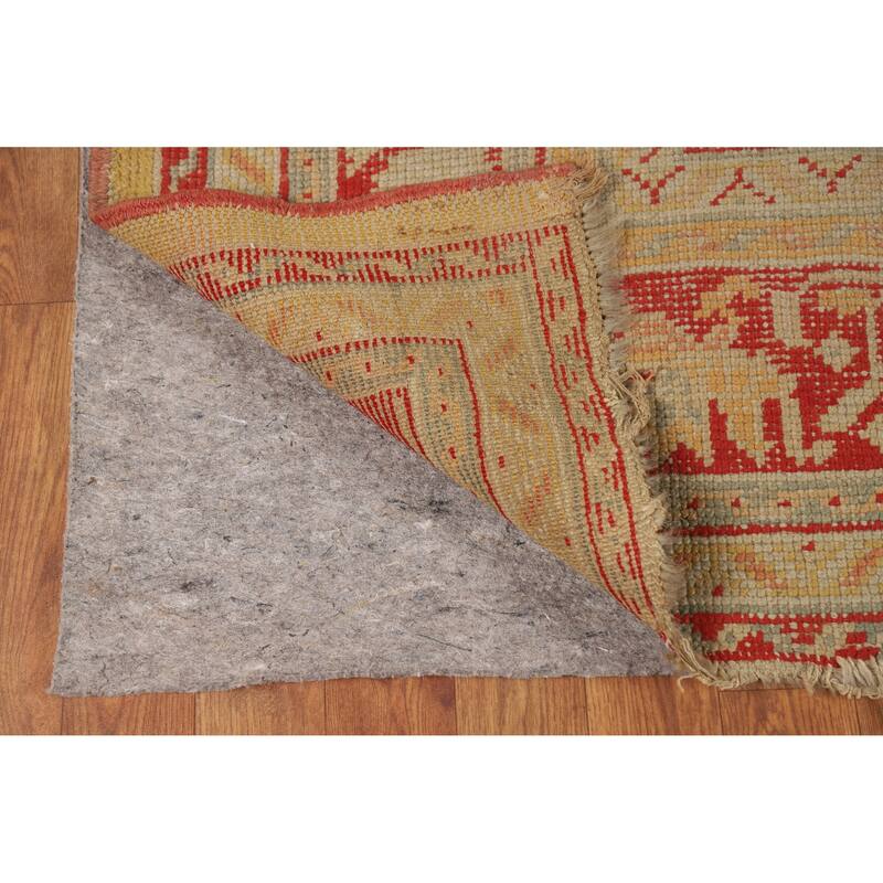 Pre-1900 Antique Vegetable Dye Oushak Turkish Handmade Wool Carpet - 6'9" x 9'6"