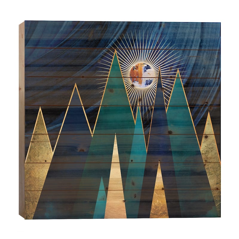 Metallic Peaks Print On Wood by SpaceFrog Designs - Multi-Color - 26x26x1.5
