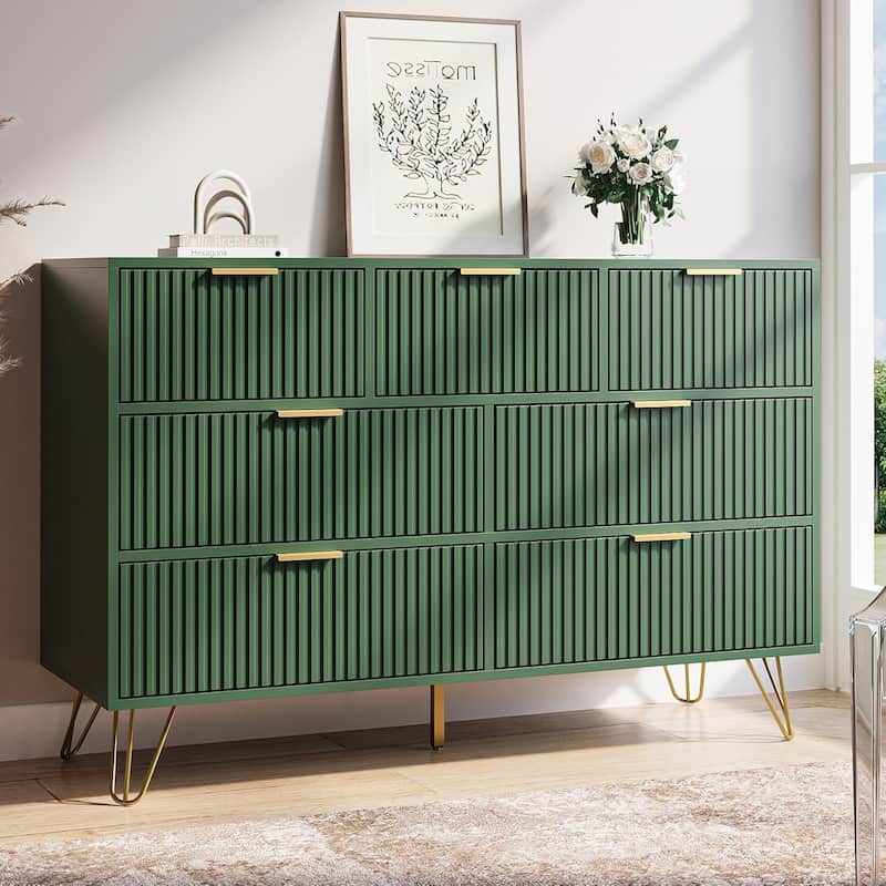 FURNIWAY Fluted Drawer Dresser for Bedroom