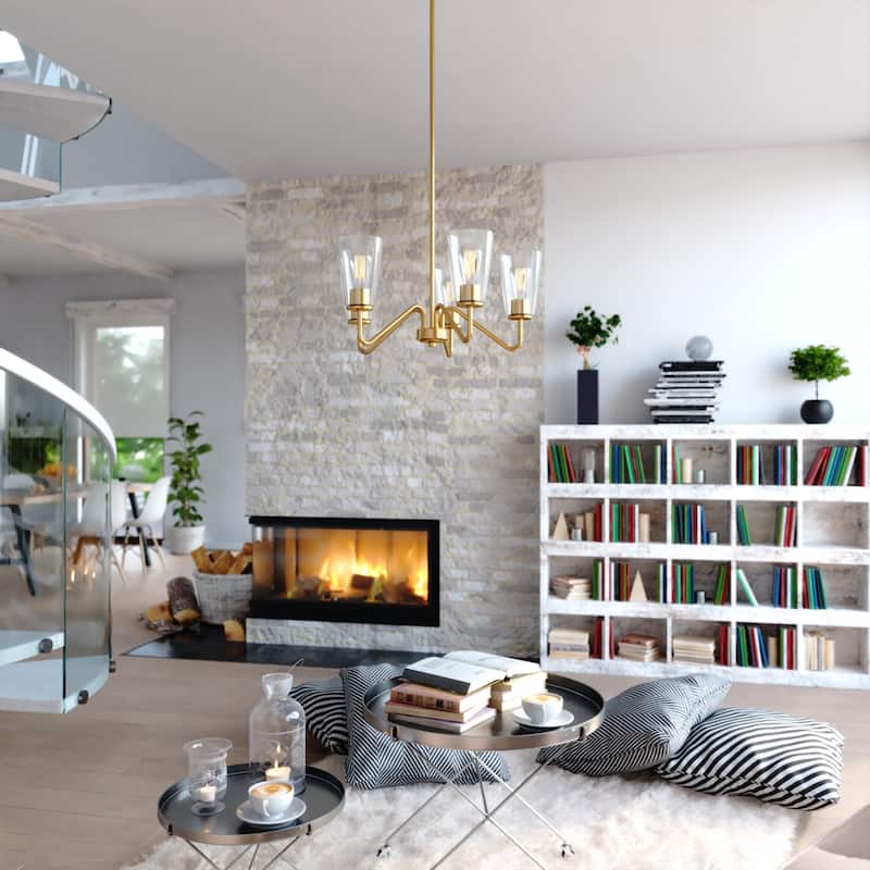 Beverly Chandelier Light Fixture Clear Glass Shade, LED Compatible