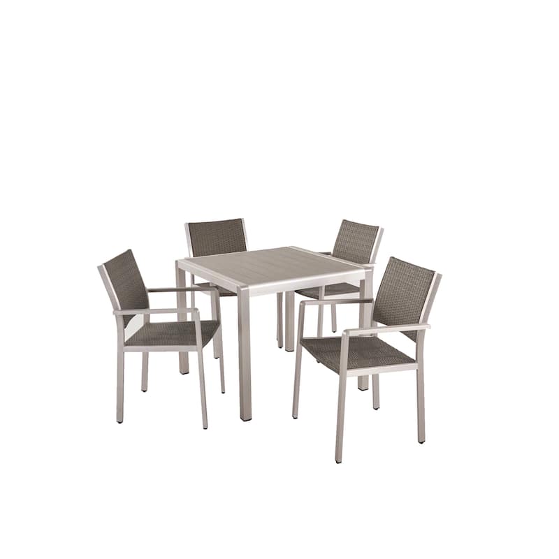 Cape Coral Outdoor 4-Seater Aluminum and Faux Wood Dining Set by Christopher Knight Home