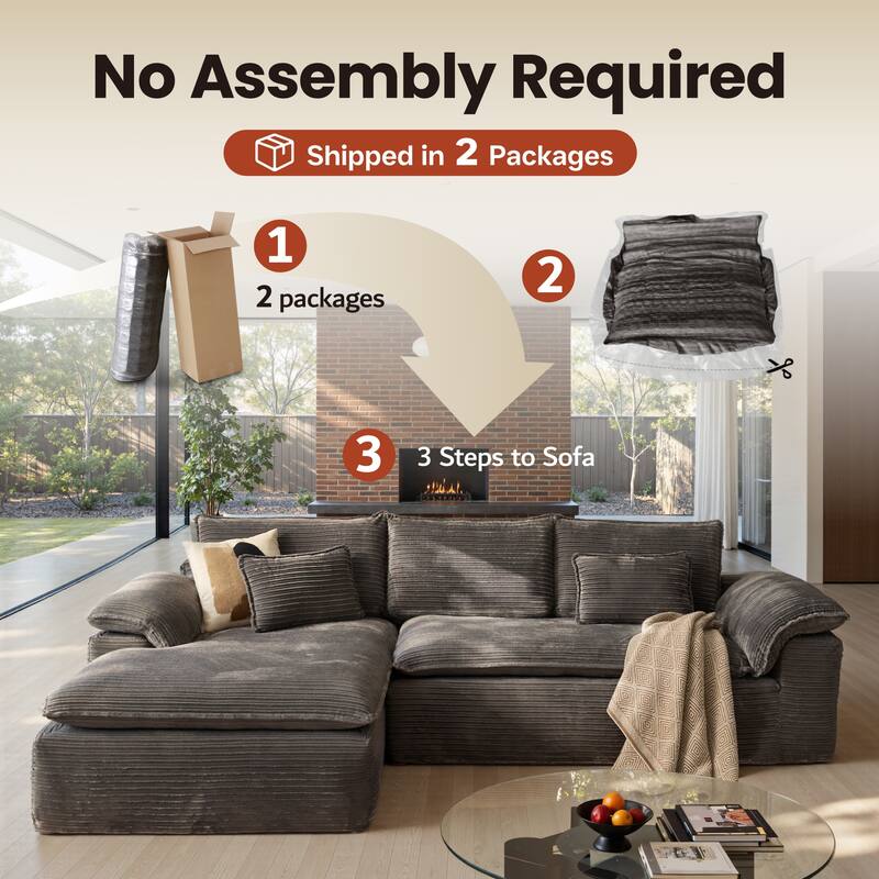 OVIOS L-Shaped Sofa with Dual-Tone Stripe Fabric​