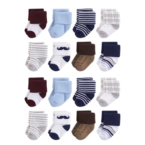 slide 1 of 1, Little Treasure Cotton Rich Terry Socks 16-Pack, Dapper Dude 0-6 Months - Dapper Dude