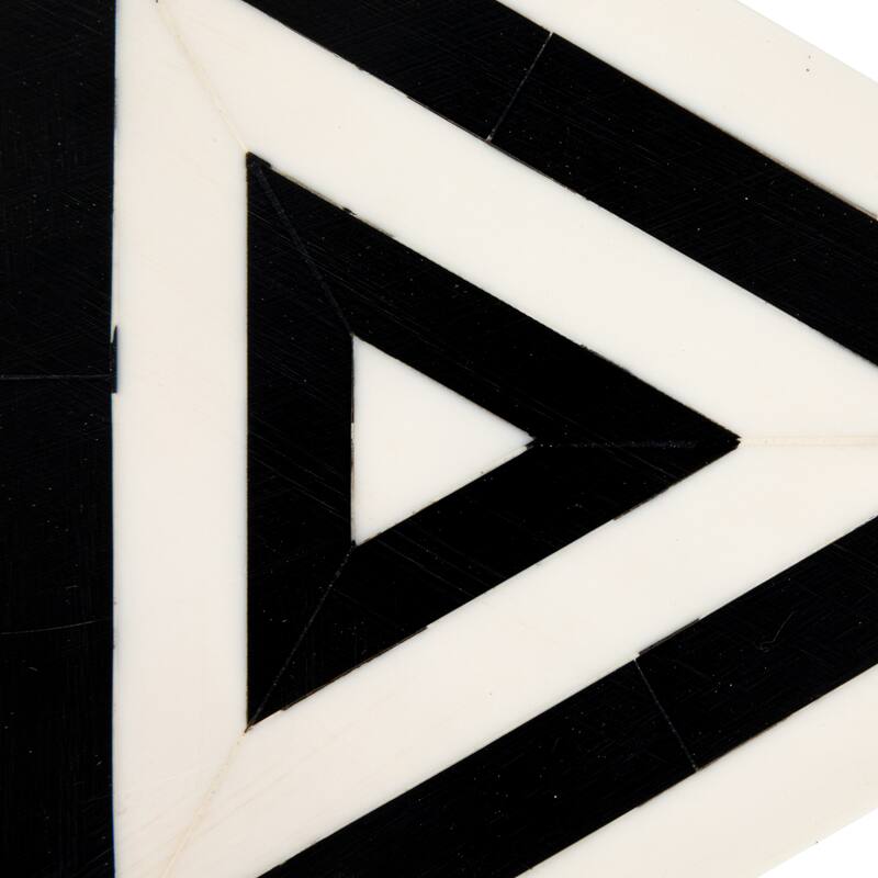 Striped Reclaimed Wood and Resin Triangular Box - 7.0"L x 6.0"W x 2.5"H