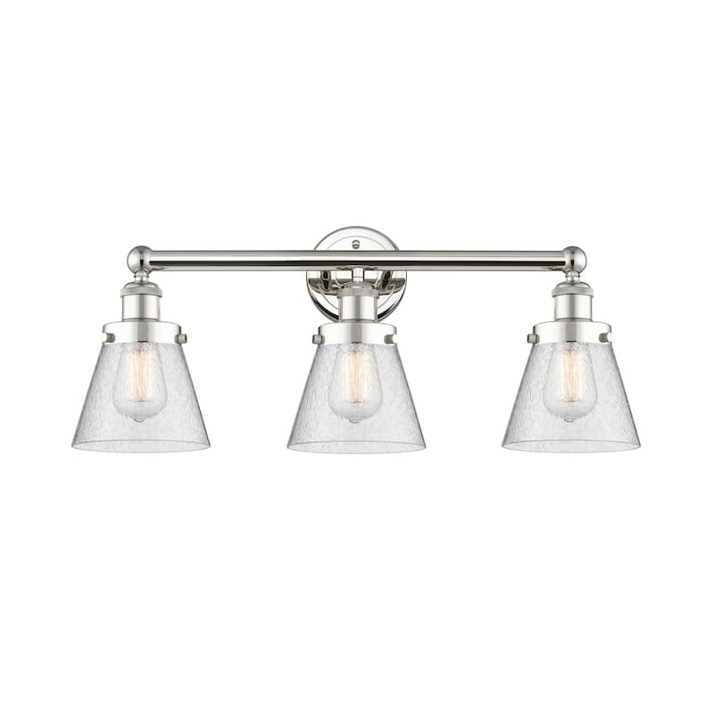 Innovations Lighting 616-3W-10-25 Cone Vanity Cone 3 Light 25" Wide - Polished Nickel / Seedy