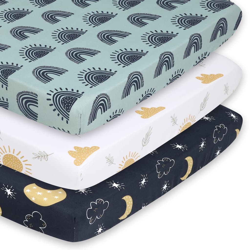 The Peanutshell Day and Night Mini Crib, Playard Sheet 3 Pack Set