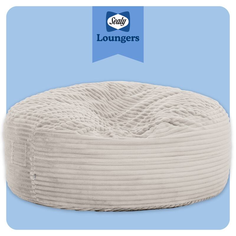 Sealy® Bala Taupe Faux Fur Corduroy 5ft Foam Bean Bag Lounger