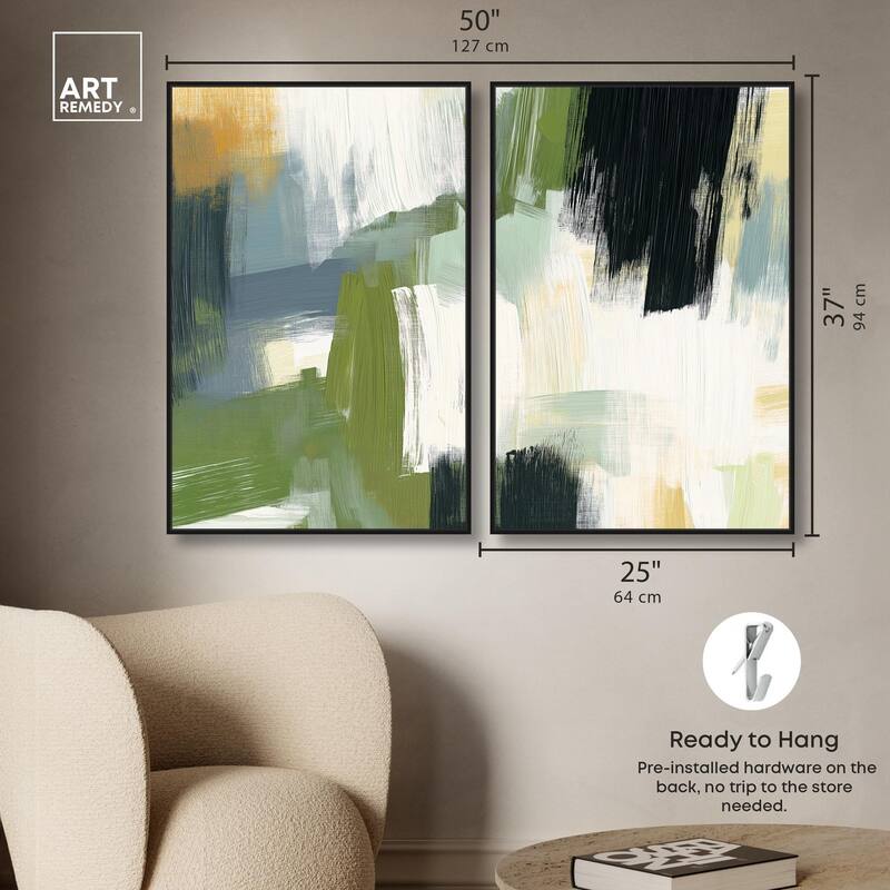 Textured Greens I Canvas Set of 2 by Art Remedy