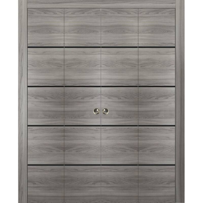 Double Bi-fold Doors Planum 0015 Ginger Ash with Sturdy Tracks - 96" x 80" (4* 24x80)