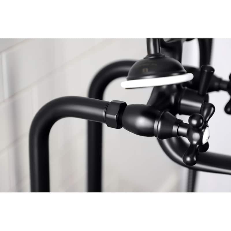 Kingston Brass Freestanding Clawfoot Tub Faucet Package with Supply Line in Matte Black