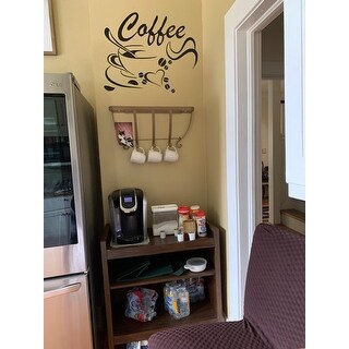 Hot Coffee Cup Coffee Bean Kitchen Wall Decals Home Bar Decor Coffee Lovers Gift 