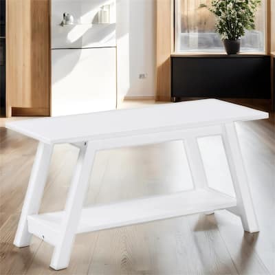 36.10" Wood Bench with Shelf and Legs