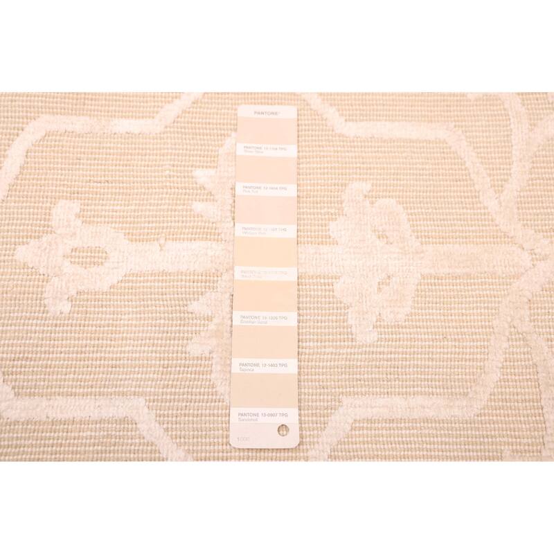 ECARPETGALLERY Hand Loomed Elysian Beige, Ivory Viscose, Wool Rug - 8'3 x 11'10