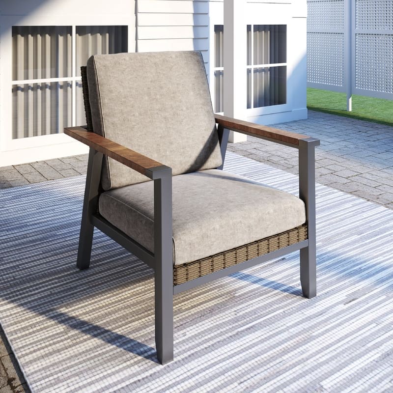 Patio Festival Thermal Transfer Collection Armrest Lounge Chair - Brown/Beige