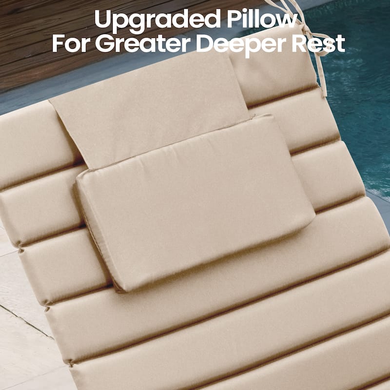 Pellebant Outdoor Chaise Lounge Cushions Patio Lounger Pad with Straps