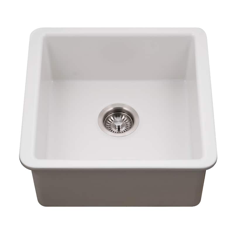 Houzer PTB-2020 Platus 19-1/8" Undermount Single Basin Fireclay Bar
