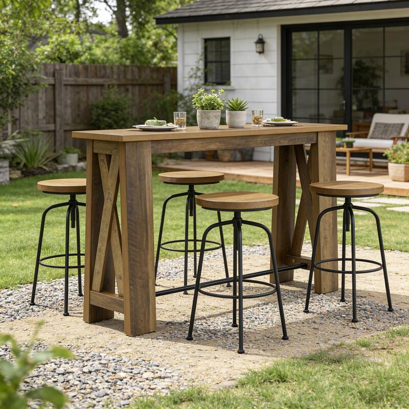 63" Bar Table, Counter Height Pub Table, Rectangular High Top Kitchen Dining Tables for Dining Room, Living Room, Bistro