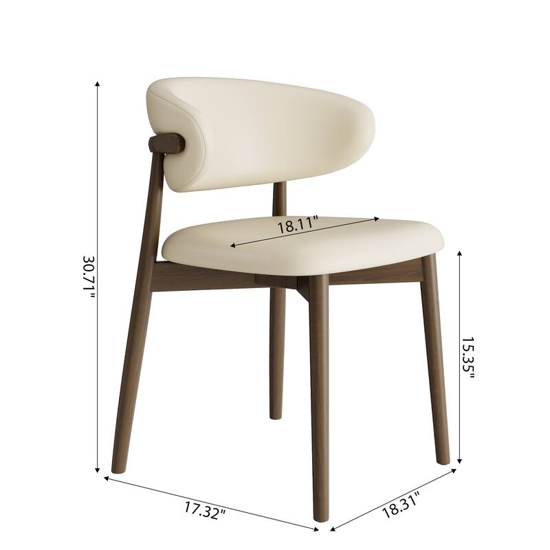 Leather Upholstered Dining Chairs Set Of 2, Armless Side Chair With Backrest