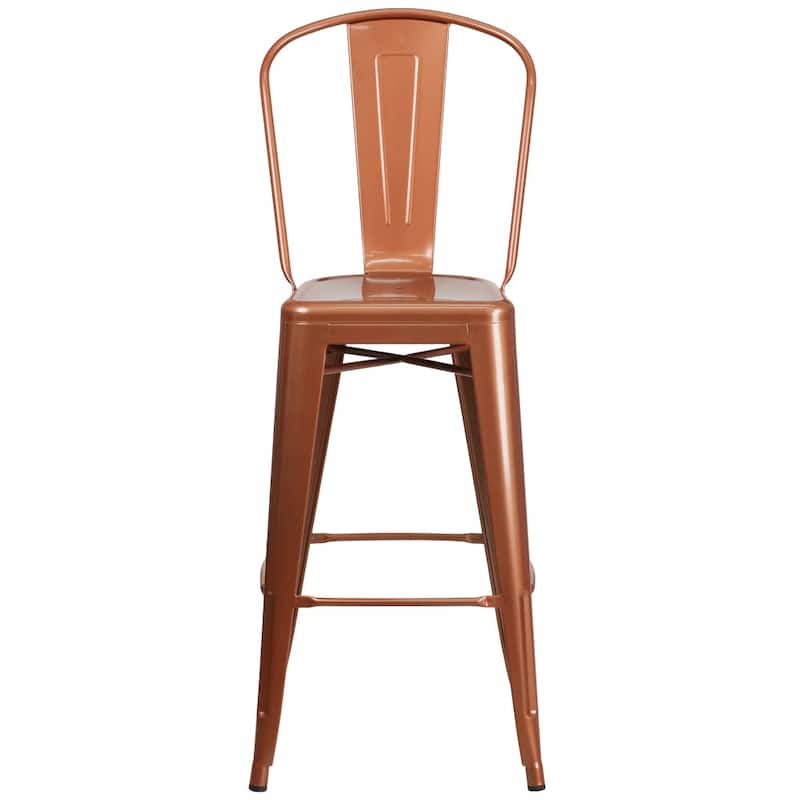 4 Pack 30" High Metal Indoor-Outdoor Barstool with Back - Kitchen Furniture
