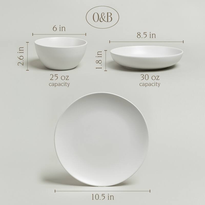 over&back Coupe Semi-Matte Stoneware Dinnerware Set
