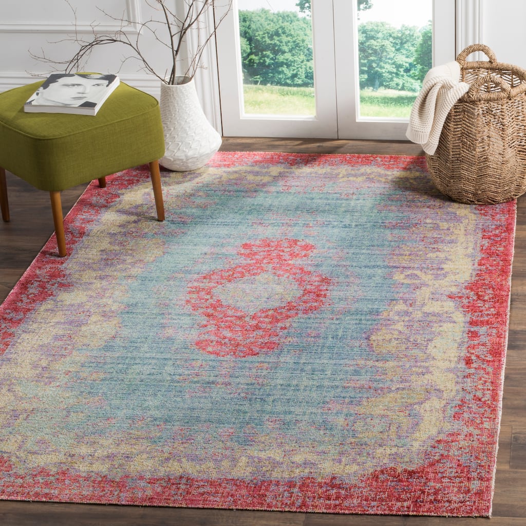 SAFAVIEH Windsor Matilda Shabby Chic Silky Polyester Distressed Rug