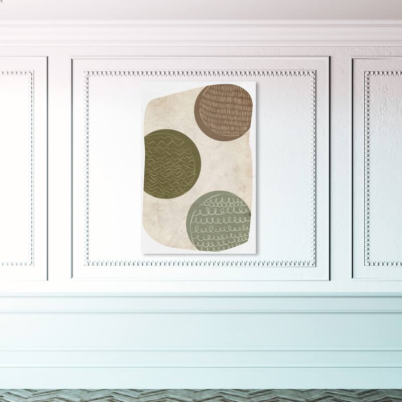 Wynwood Studio Canvas Abstract Ornaments White and Cream White Mid-Century Modern Wall Art Canvas Print - 45 x 30