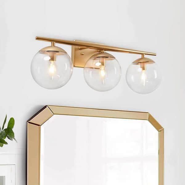 3light Glass Globe Vanity Light Brass Bed Bath & Beyond 36224754