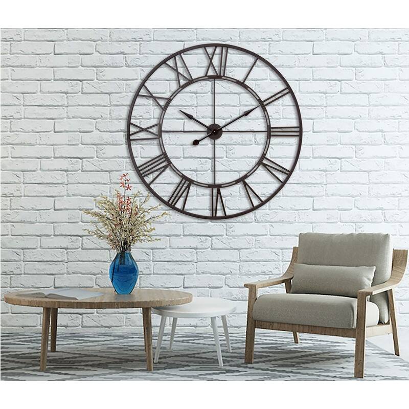 UTOPIA ALLEY Oversized Roman Round Wall Clock - Large Wall Clock, Roman Numeral Wall Clock, Decorative Wall Clock 43.5"D