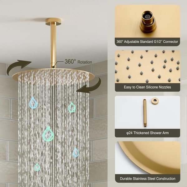 3-Spray Patterns 12 in. Ceiling Mount Rainfall Fixed Shower Head with Silicone Nozzle in Chrome