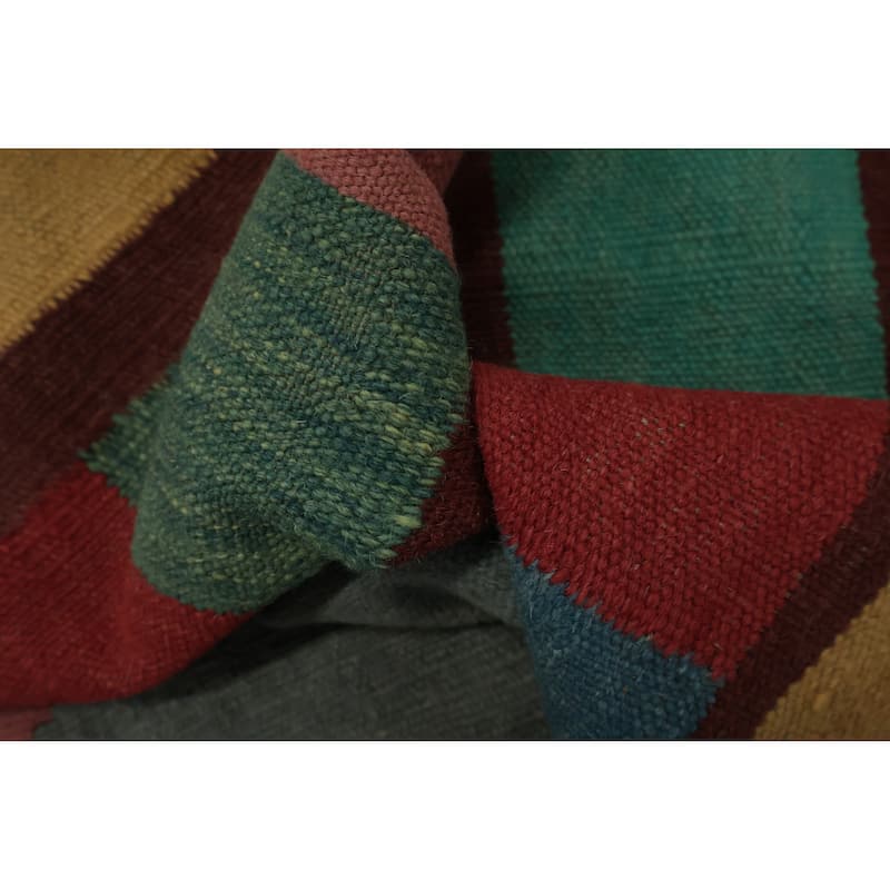 Hand Woven Oriental 100% Wool Carpet Southwestern Tribal Greys & Charcoal Kilim Area Rug - 14' 8'' X 9' 9''