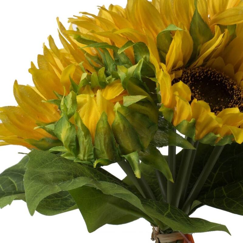 Set of 3 Artificial Sunflower Stems 14 Inch Yellow Flower Arrangement
