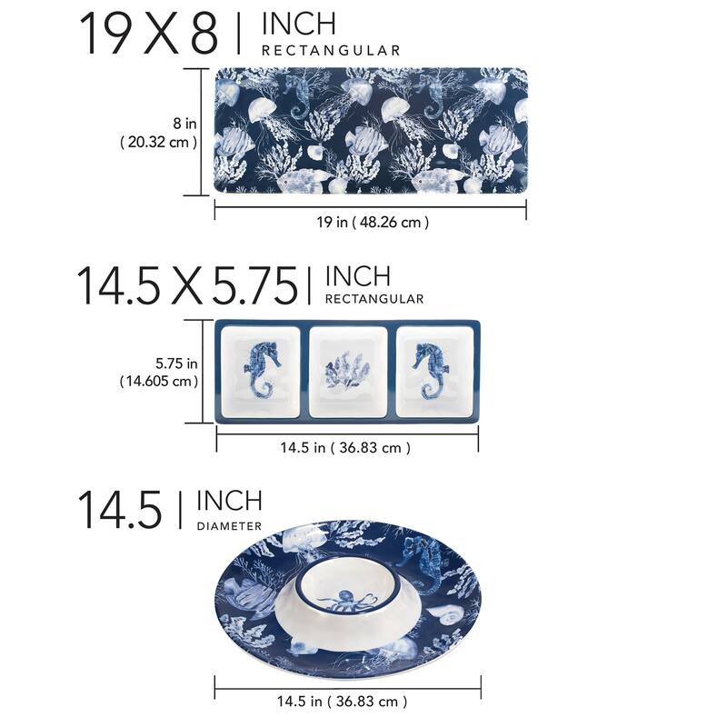 Certified International Sea Life Melamine 3-piece Hostess/Serving Set