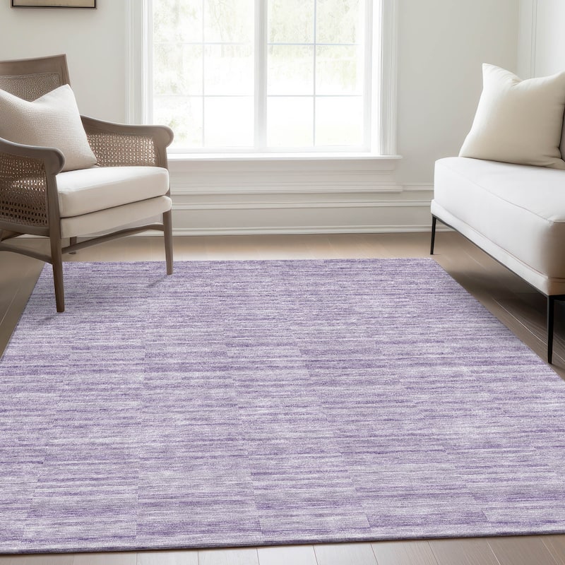 Machine Washable Indoor/ Outdoor Chantille Contemporary Blocks Rug