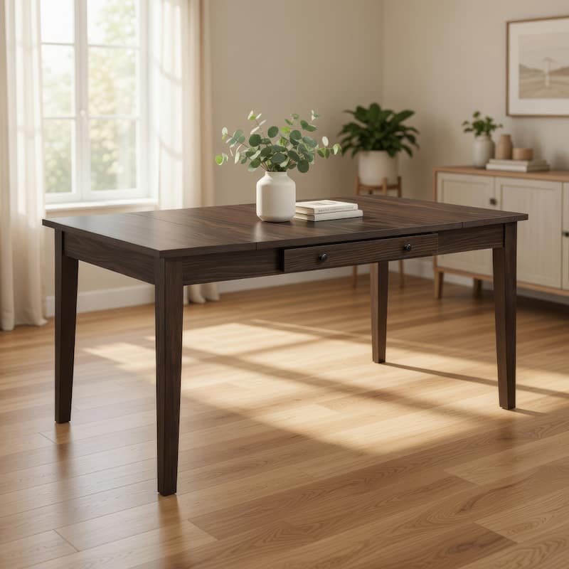 Wogy Dining Table, 66 Inch Brown Wood Top, Lift Top Storage, 2 Drawers - Walnut Brown