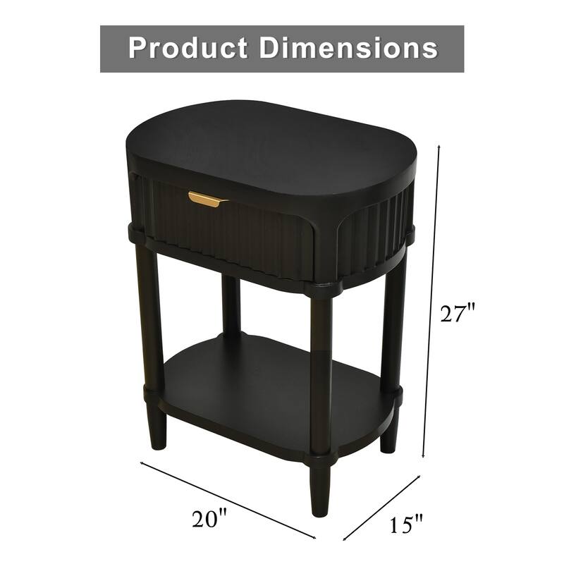 NightStand with Drawer - Modern Bedside Table with Open Shelf