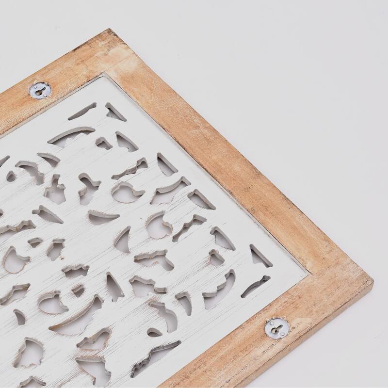 Wooden Floral Hand Carved Mandala Rectanguler Wall Decor Accent-20X63"
