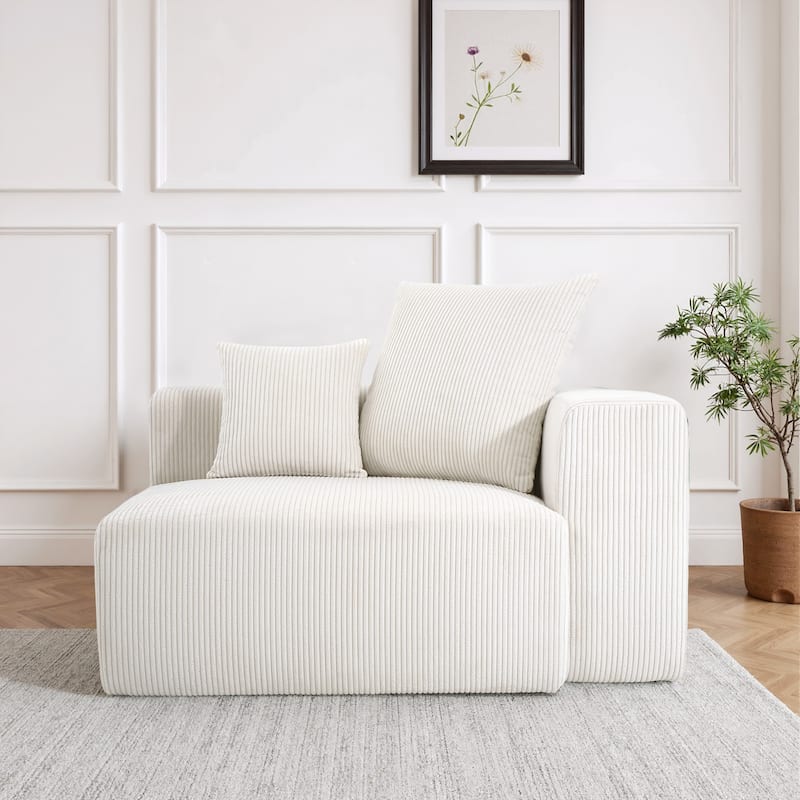 Corduroy Upholstered Modular Sectional Sofa with Ottoman