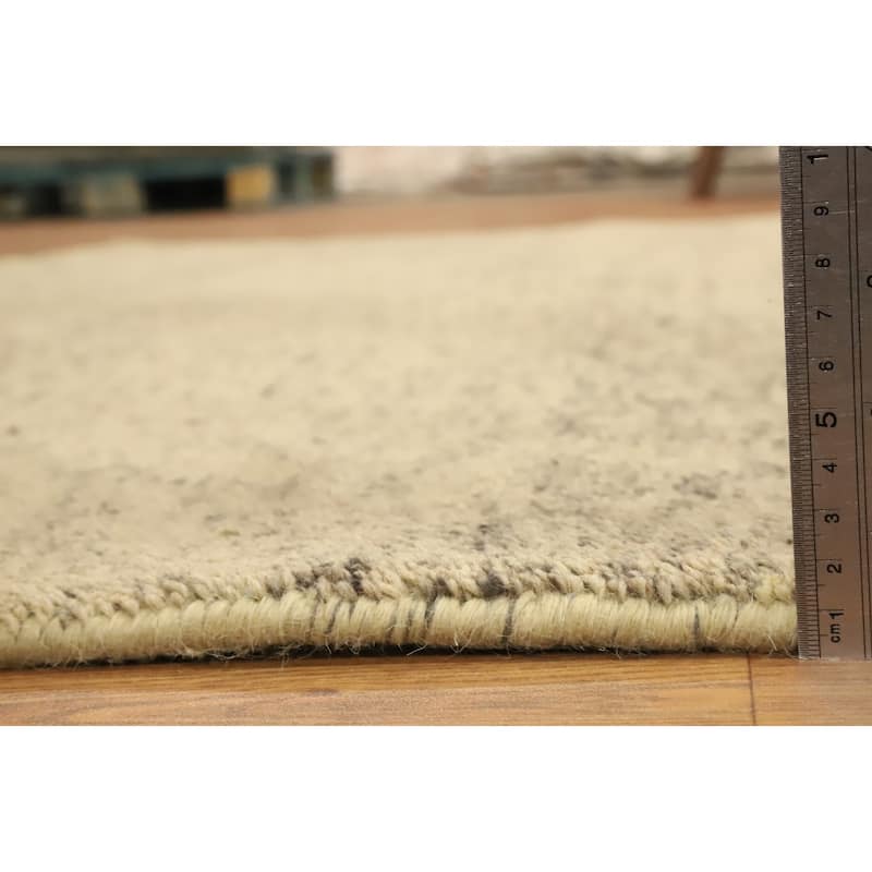 Hand Knotted Oriental 100% Wool Carpet Modern Modern Beige & Ivories Gabbeh Area Rug - 9' 6'' X 6' 5''