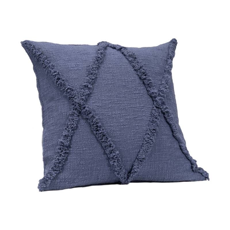 Handwoven Diamond Shag Square Throw Pillow Covers - 18" - Denim Blue - Set of 2