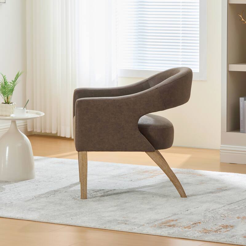 26.3"W PU Leather Accent Chair,Modern Armchair with Wood Legs