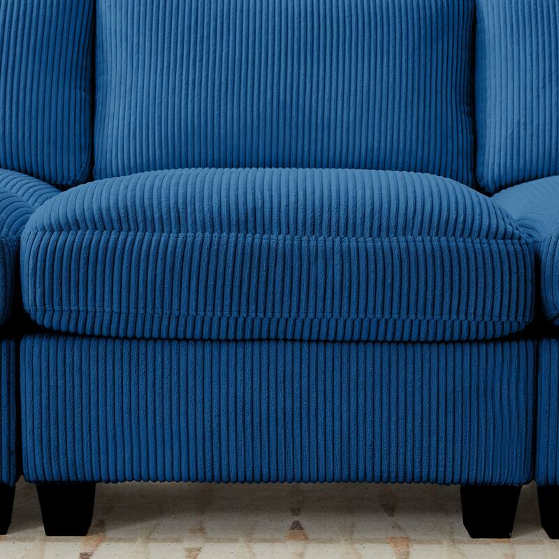 Multi-Seater Corduroy Sectional Sofa, Soft & Comfortable Corner Sofa