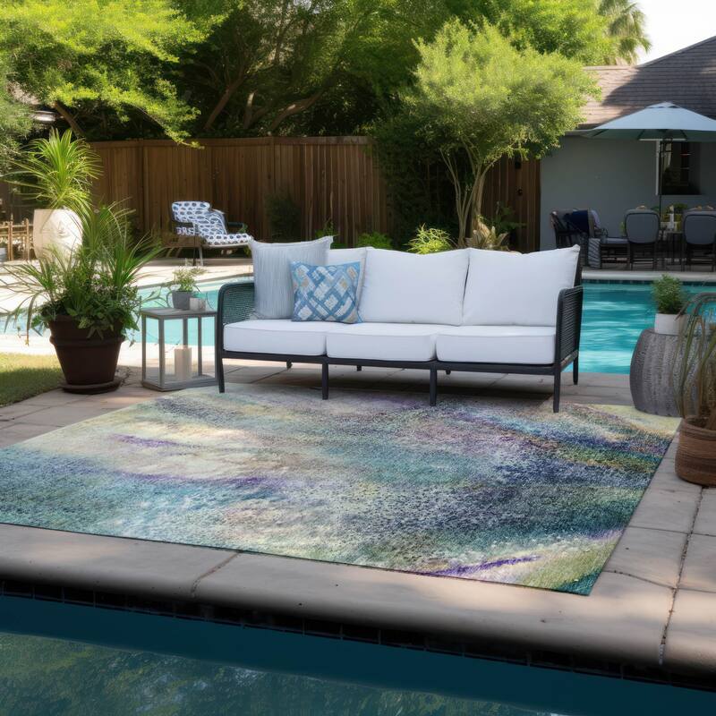 Alralo Modern Art-Inspired Weather Resistant Trendy Modern Round Outdoor Rug